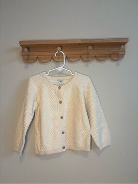 Petit Bateau Cream Textured Button-Front Cardigan